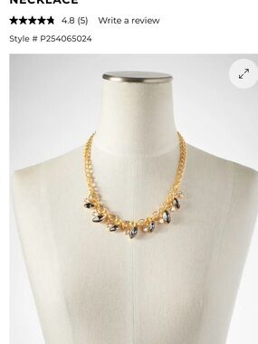Talbots Gold Chain Necklace with Gray Crystal Accents